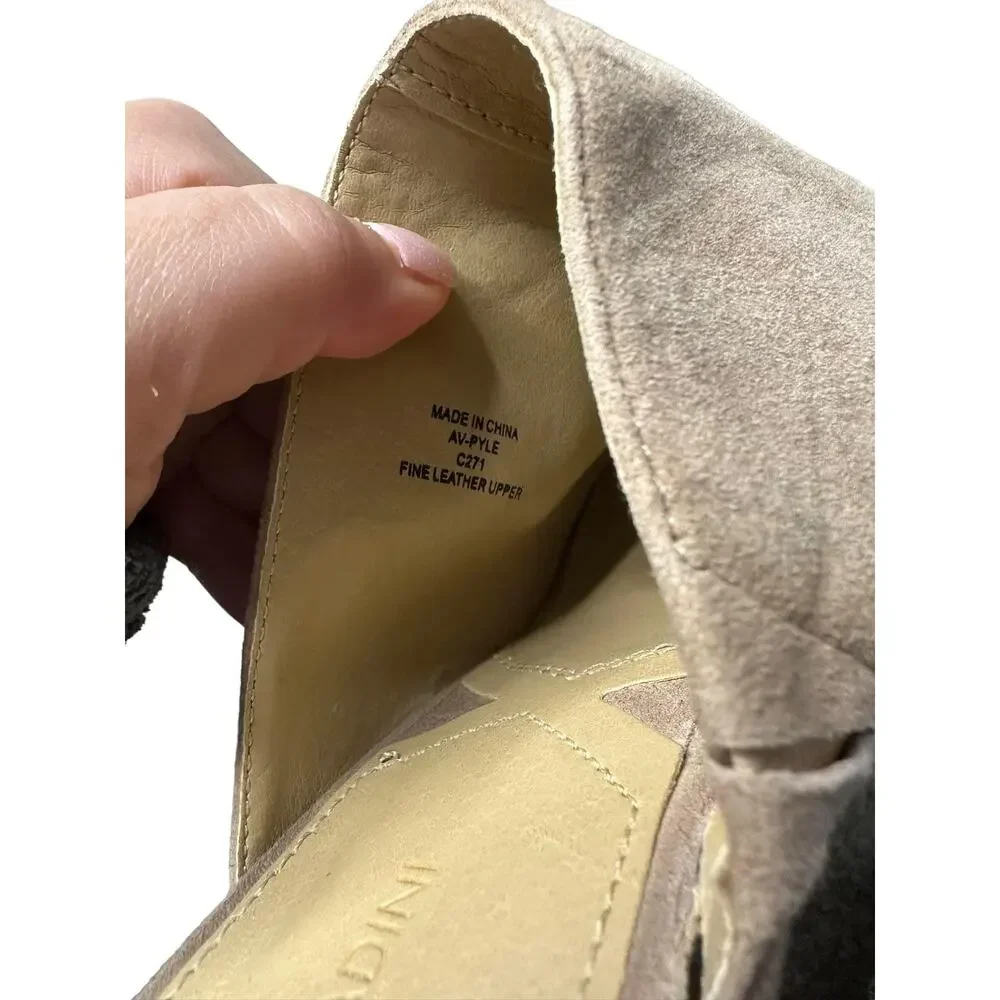 Adrienne Vittadini Pyle Tan Leather Suede Open Toe Mules Slide Sandal‎ Size 10